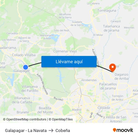 Galapagar - La Navata to Cobeña map