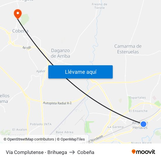 Vía Complutense - Brihuega to Cobeña map