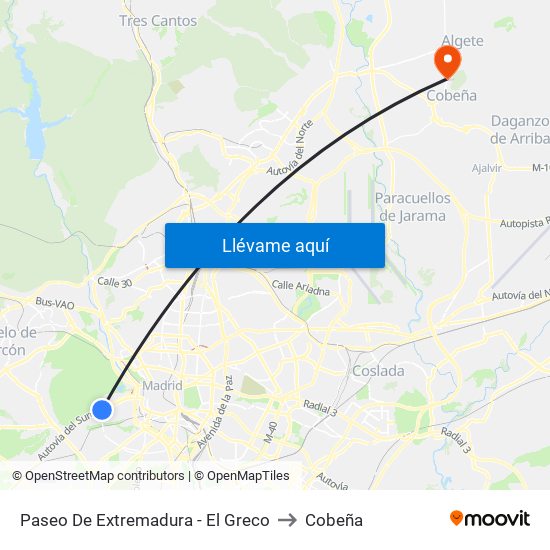 Paseo De Extremadura - El Greco to Cobeña map