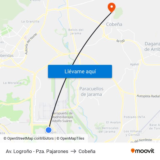 Av. Logroño - Pza. Pajarones to Cobeña map