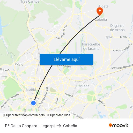 P.º De La Chopera - Legazpi to Cobeña map
