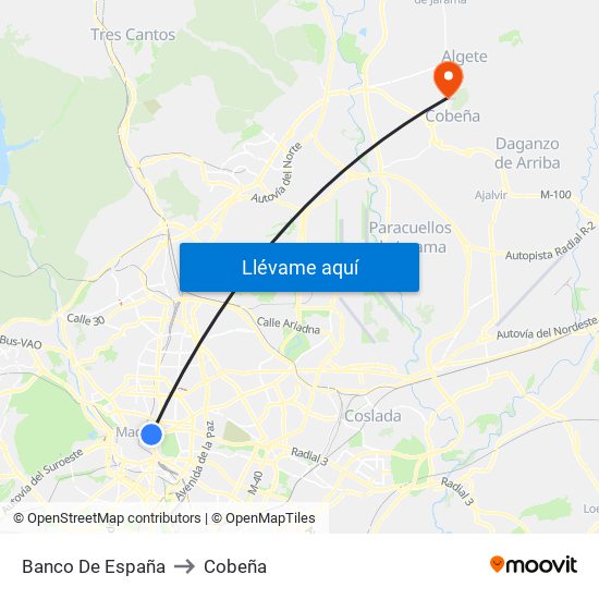 Banco De España to Cobeña map