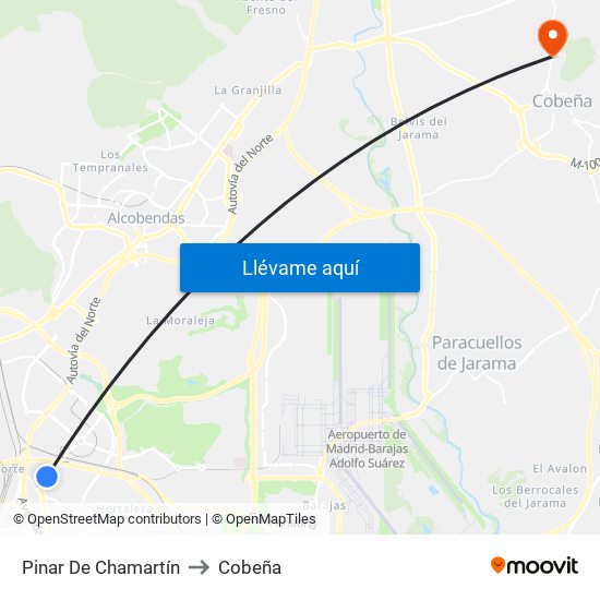 Pinar De Chamartín to Cobeña map