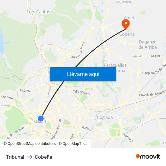 Tribunal to Cobeña map