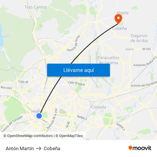 Antón Martín to Cobeña map