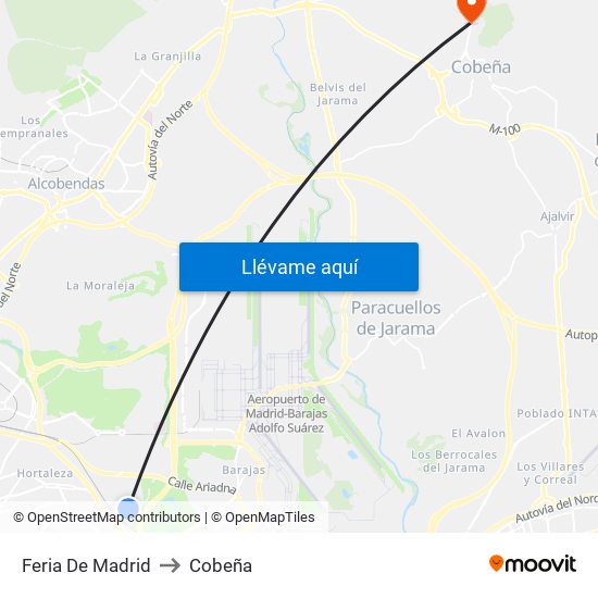 Feria De Madrid to Cobeña map