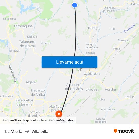 La Mierla to Villalbilla map