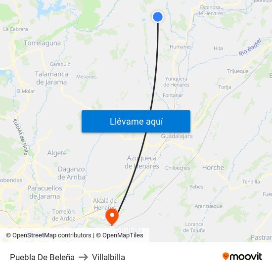 Puebla De Beleña to Villalbilla map