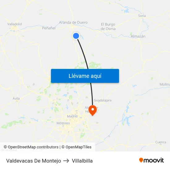Valdevacas De Montejo to Villalbilla map