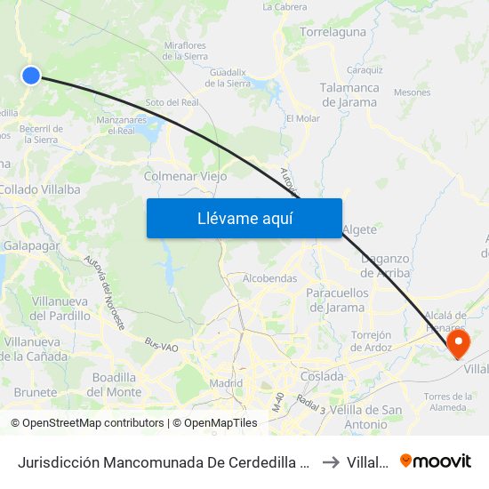 Jurisdicción Mancomunada De Cerdedilla Y Navacerrada to Villalbilla map