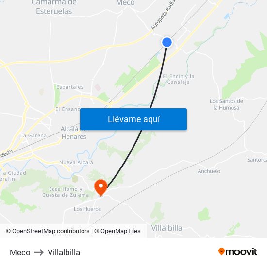 Meco to Villalbilla map