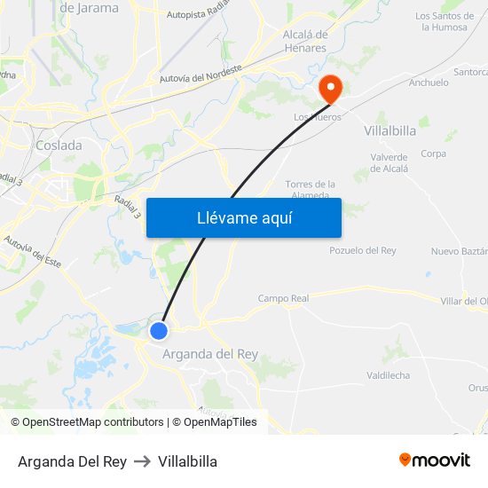 Arganda Del Rey to Villalbilla map