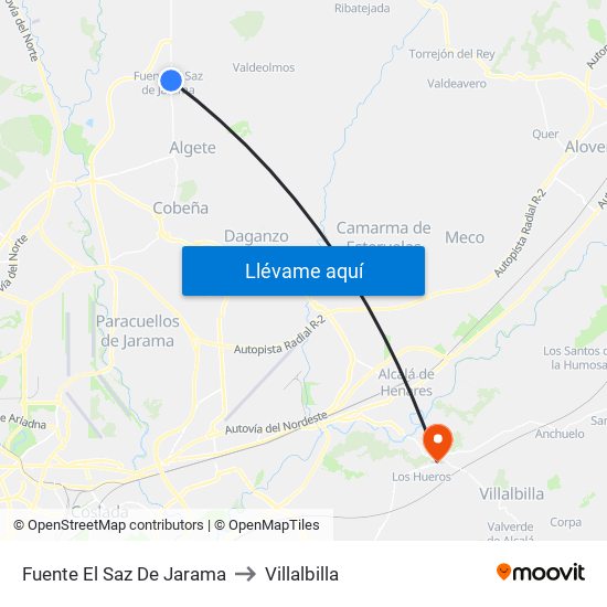 Fuente El Saz De Jarama to Villalbilla map