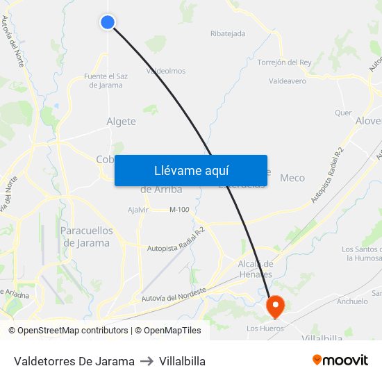 Valdetorres De Jarama to Villalbilla map