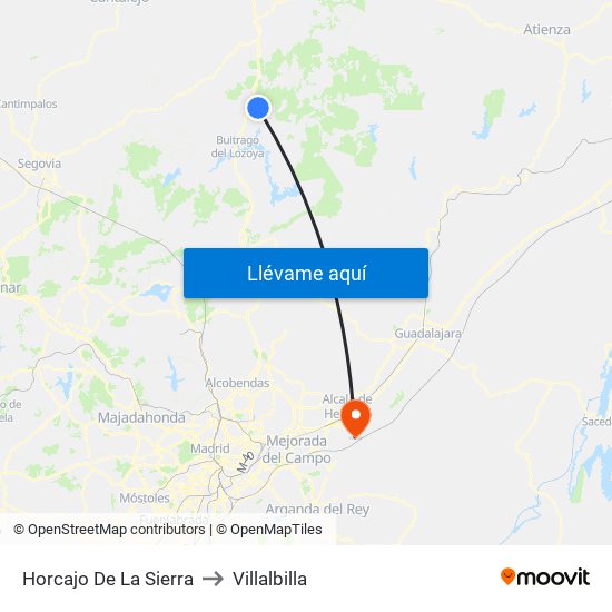 Horcajo De La Sierra to Villalbilla map