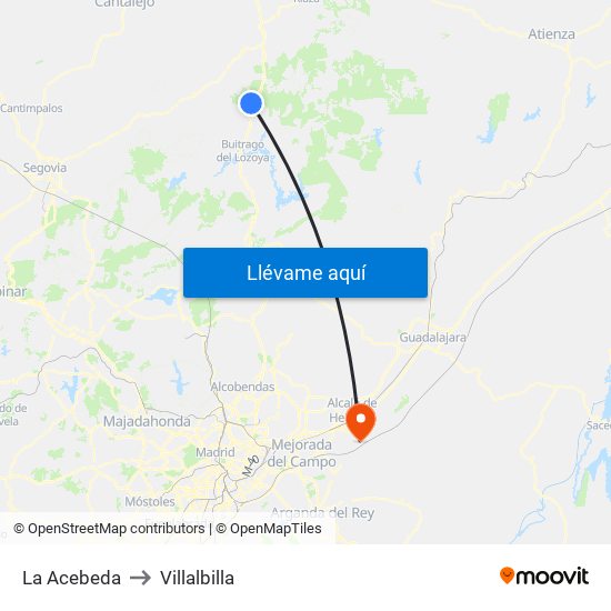 La Acebeda to Villalbilla map