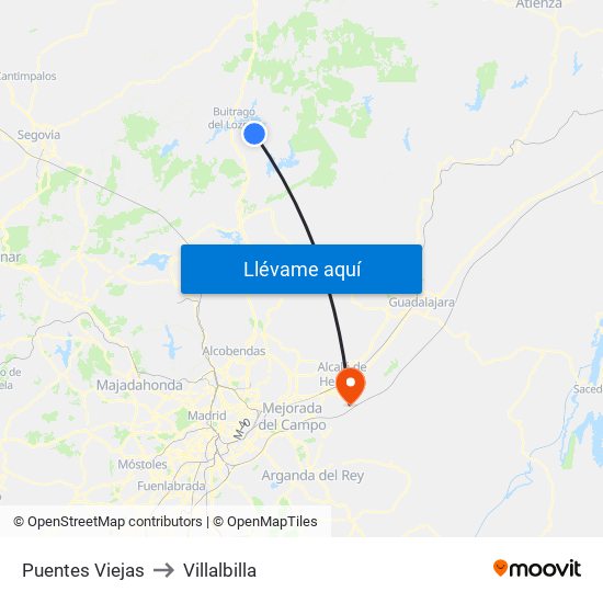 Puentes Viejas to Villalbilla map