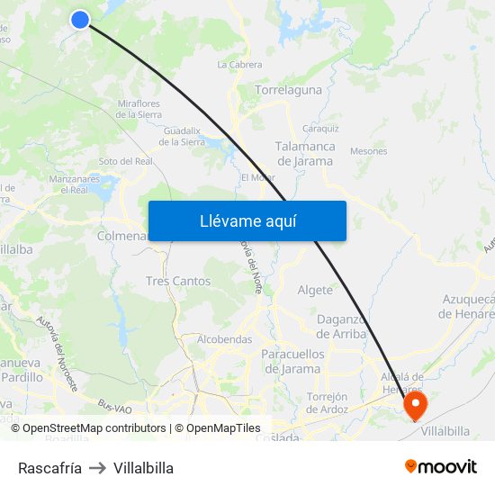 Rascafría to Villalbilla map