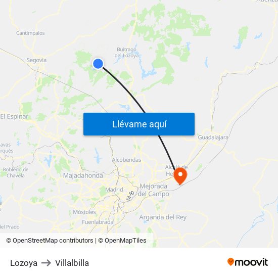 Lozoya to Villalbilla map