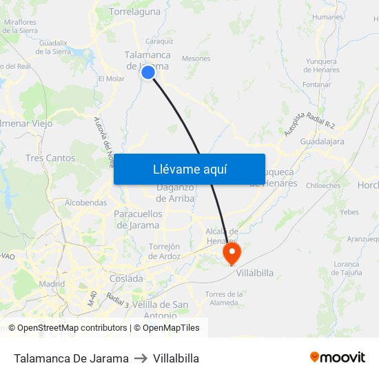 Talamanca De Jarama to Villalbilla map