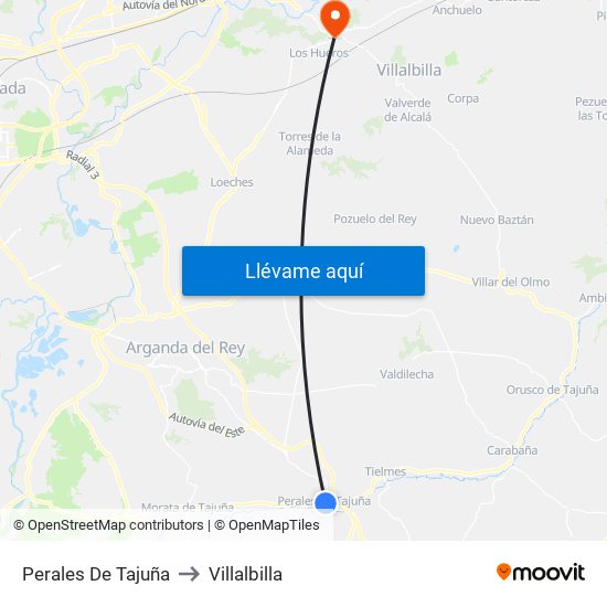 Perales De Tajuña to Villalbilla map
