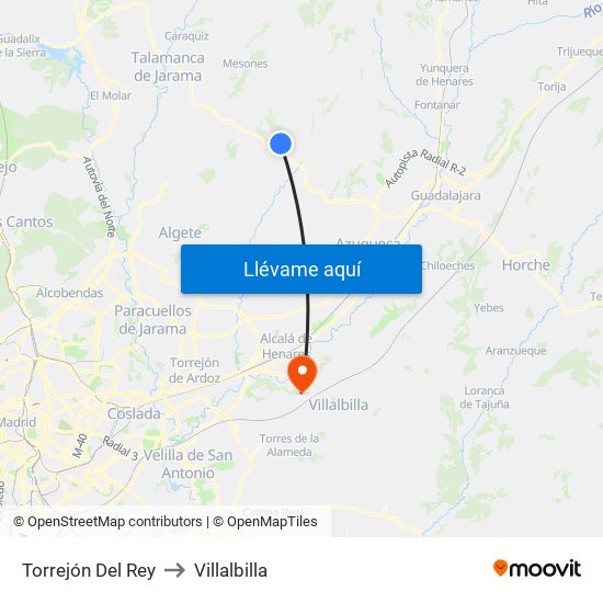 Torrejón Del Rey to Villalbilla map
