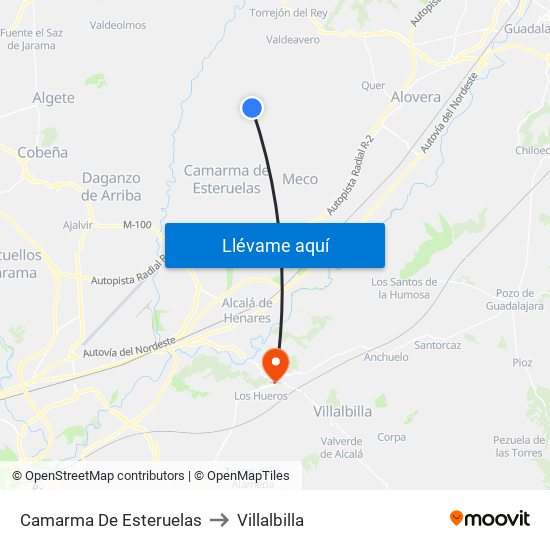 Camarma De Esteruelas to Villalbilla map