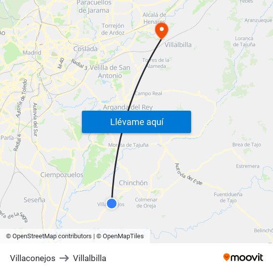 Villaconejos to Villalbilla map