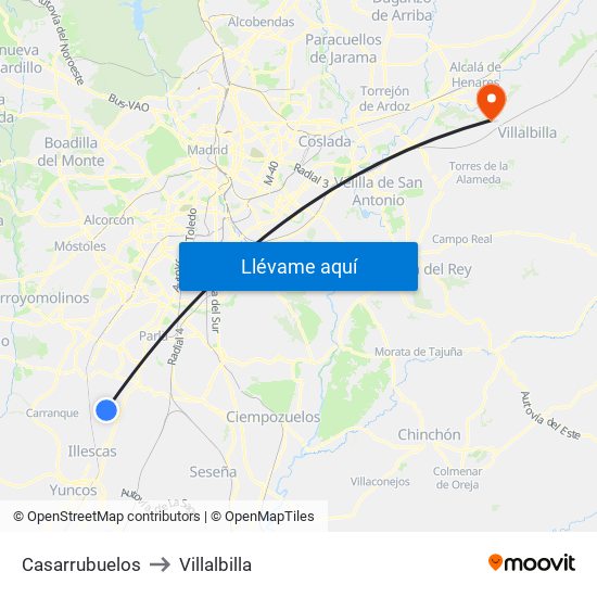 Casarrubuelos to Villalbilla map