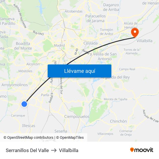 Serranillos Del Valle to Villalbilla map