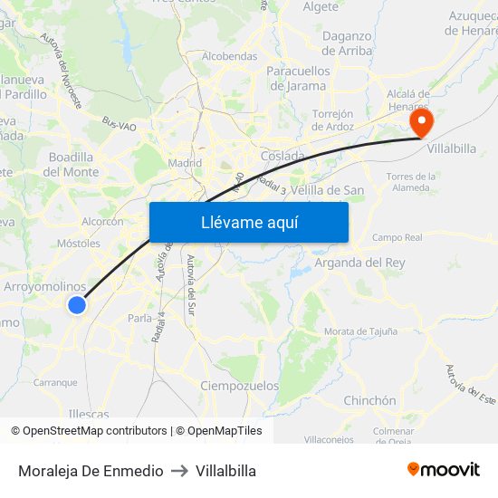 Moraleja De Enmedio to Villalbilla map