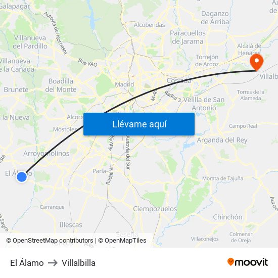 El Álamo to Villalbilla map