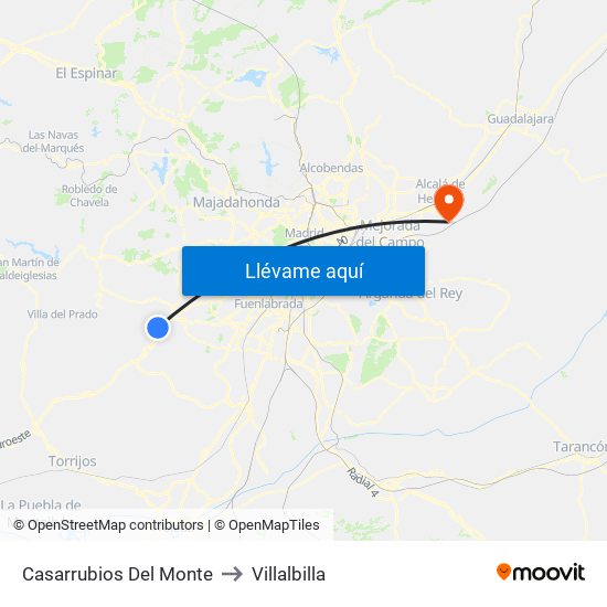 Casarrubios Del Monte to Villalbilla map