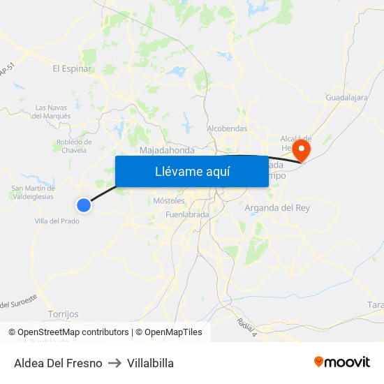 Aldea Del Fresno to Villalbilla map