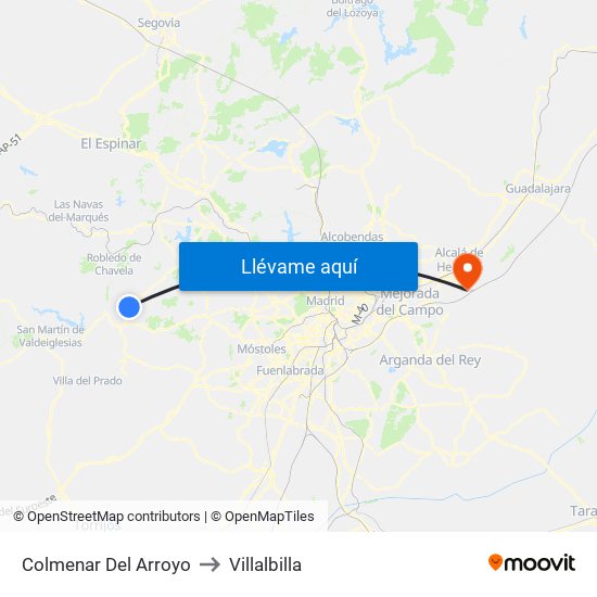 Colmenar Del Arroyo to Villalbilla map
