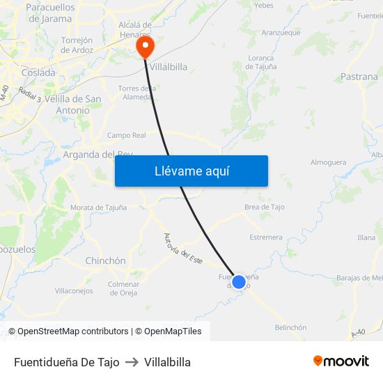 Fuentidueña De Tajo to Villalbilla map