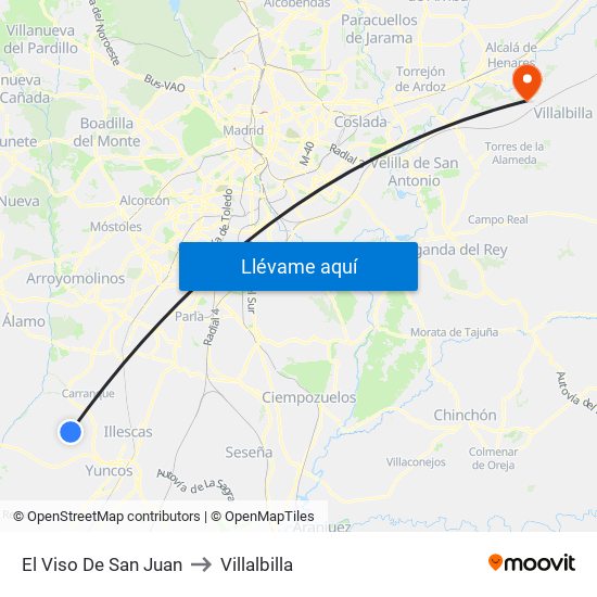 El Viso De San Juan to Villalbilla map