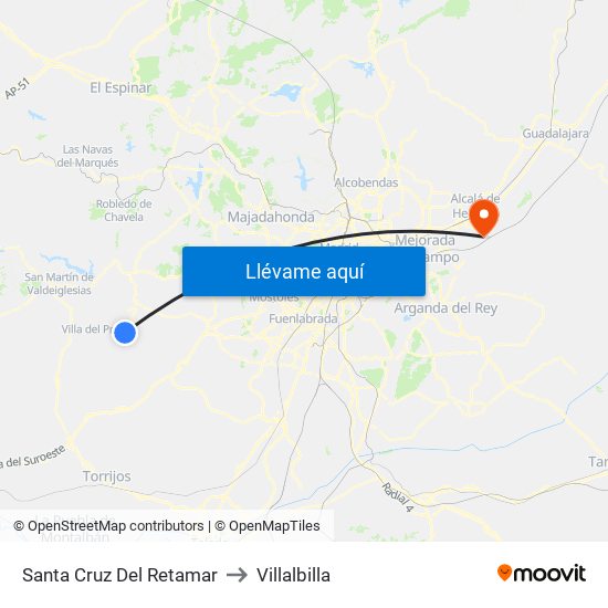 Santa Cruz Del Retamar to Villalbilla map