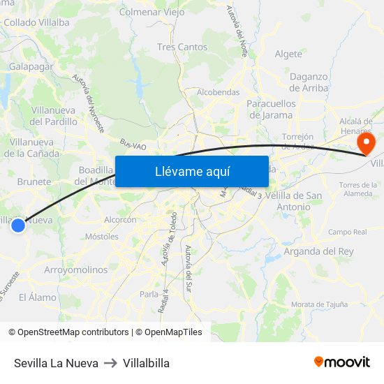 Sevilla La Nueva to Villalbilla map