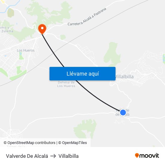 Valverde De Alcalá to Villalbilla map