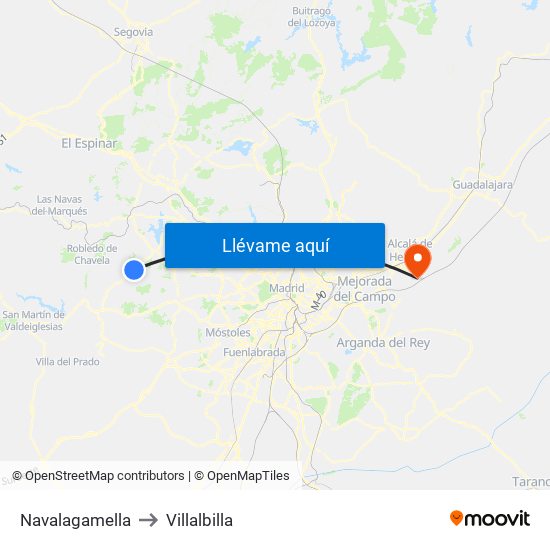 Navalagamella to Villalbilla map