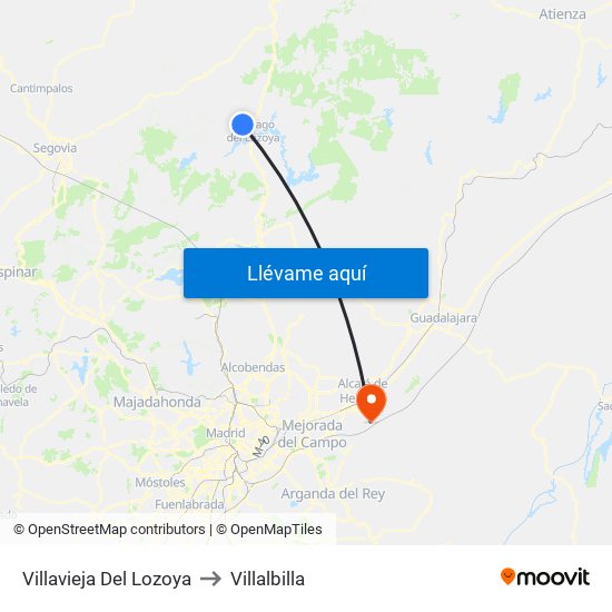 Villavieja Del Lozoya to Villalbilla map