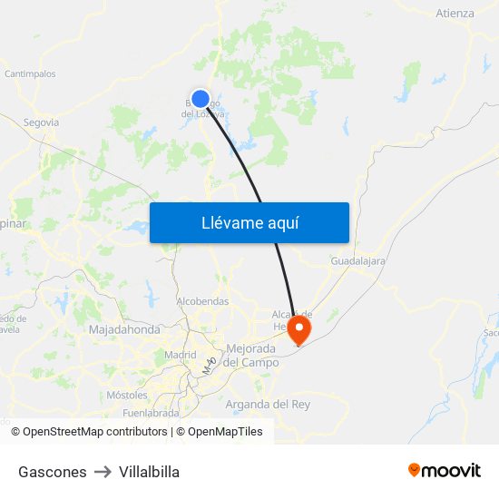 Gascones to Villalbilla map
