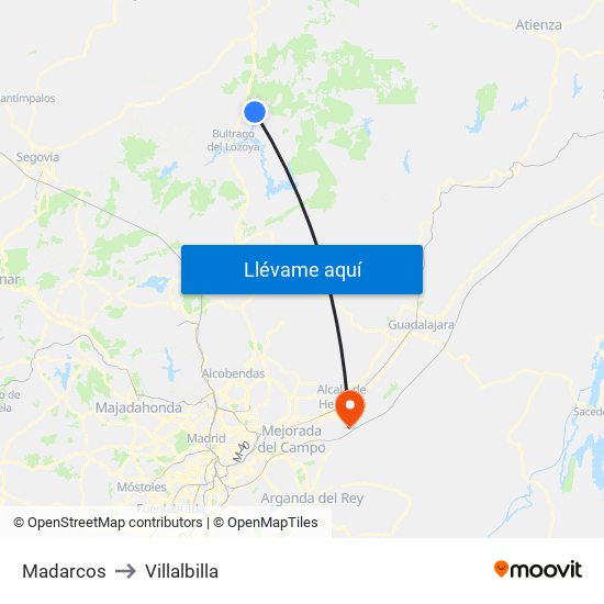 Madarcos to Villalbilla map