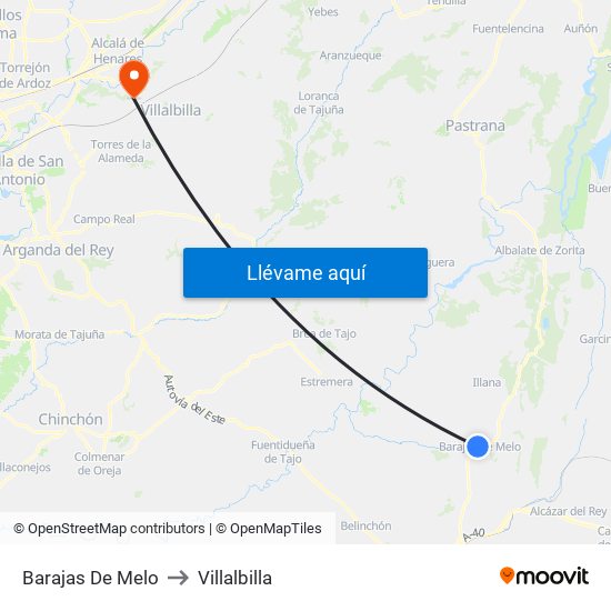 Barajas De Melo to Villalbilla map