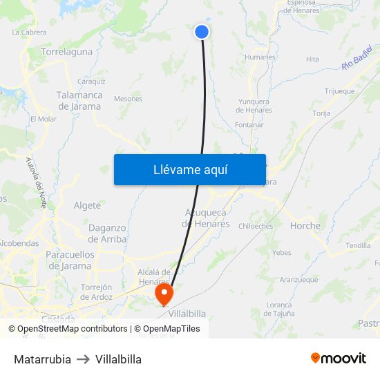 Matarrubia to Villalbilla map