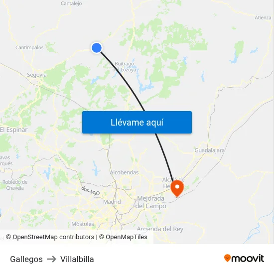 Gallegos to Villalbilla map