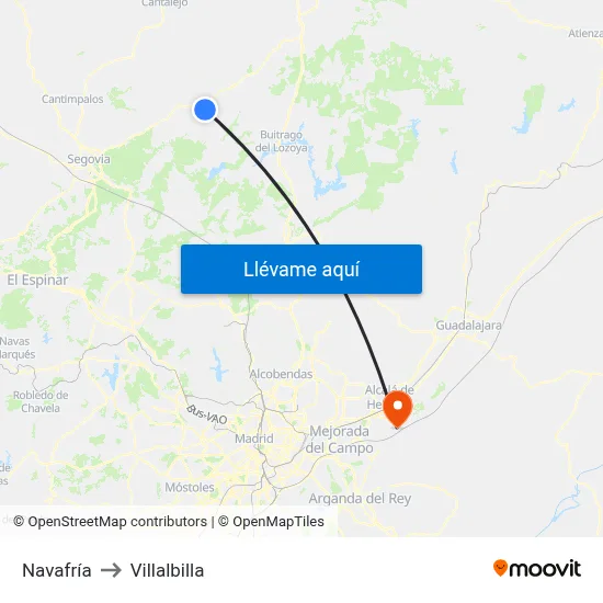 Navafría to Villalbilla map