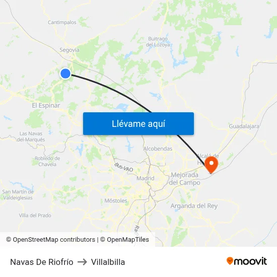 Navas De Riofrío to Villalbilla map