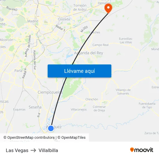 Las Vegas to Villalbilla map